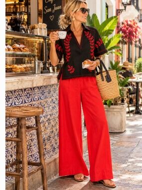 Red Linen Pants - MAGASCHONI